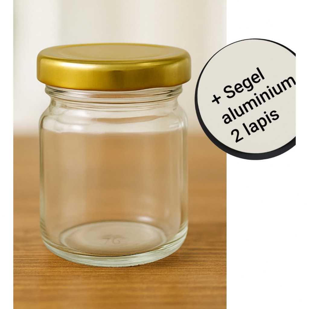 / 6 ( ENAM )  PCS  70 ml botol silinder kaca  +  tutup GOLD Baru / tutup GOLD  / GROSIR Botol kaca j