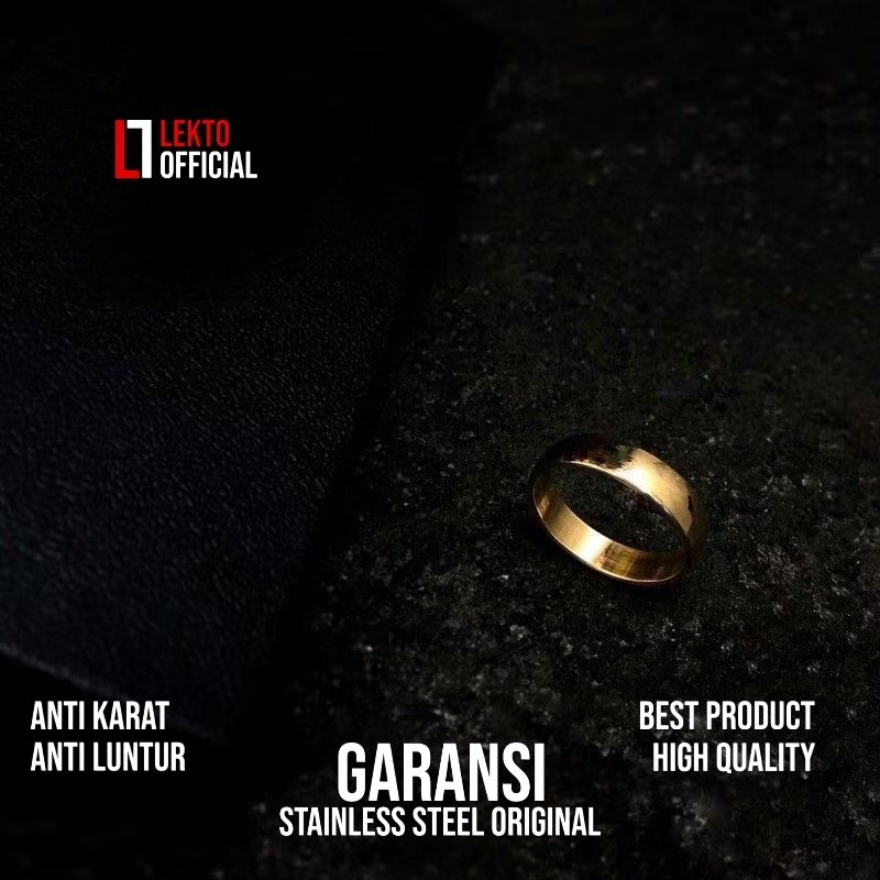 Cincin Emas Couple Titanium Anti Karat Pria Wanita Nikah Kawin Tunangan Gold Monel