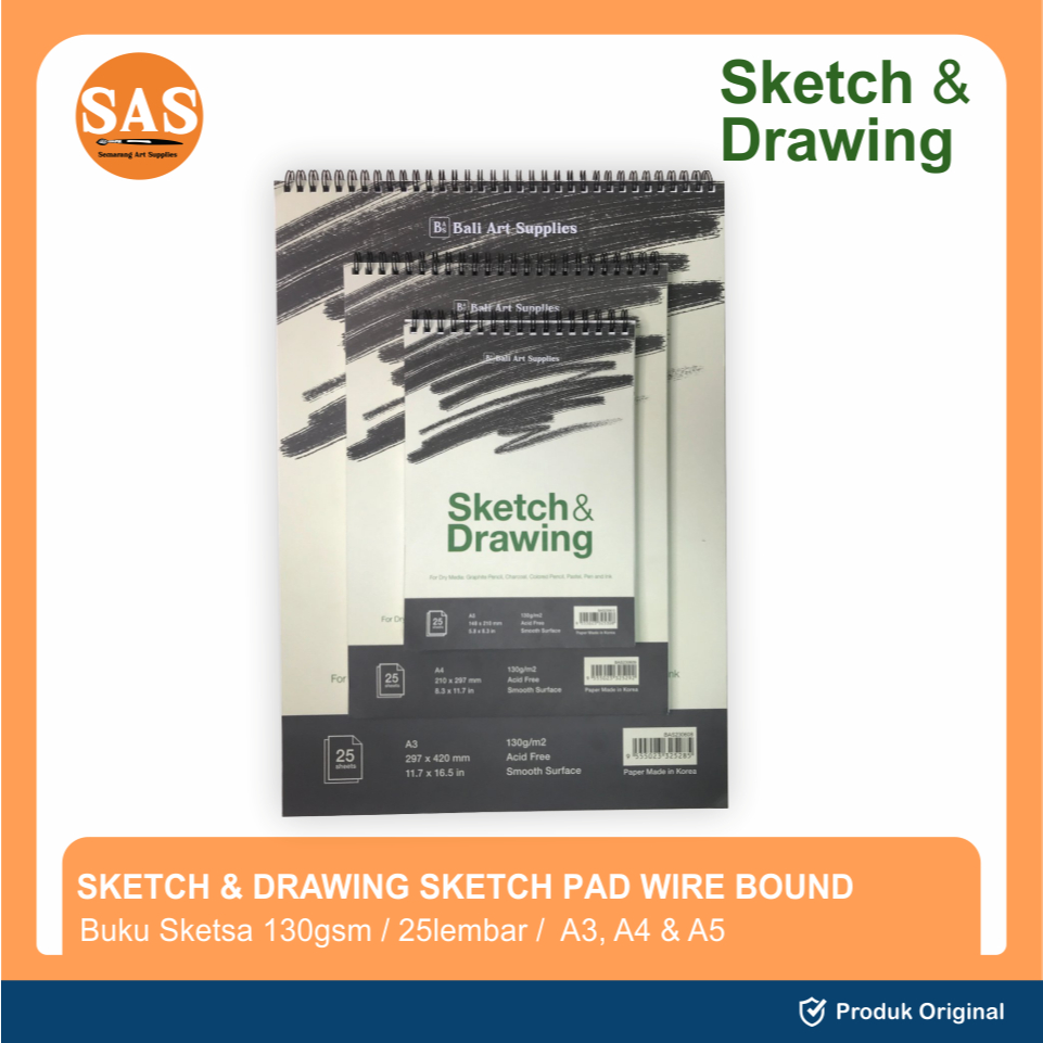 

SAS - Sketch & Drawing - Wire Bound SketchPad - 25 Lembar A3/A4/A5 130gsm - Buku Sketsa