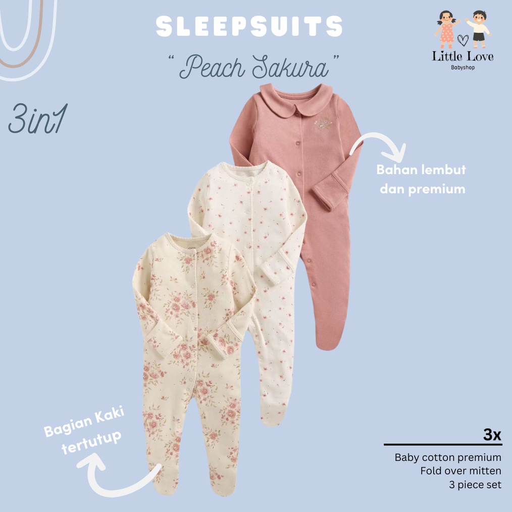 Sleepsuit  Baju tidur mamas papas 3in1 Piyama Bayi Premium perempuan  Kado Lahiran Anak Premium  Baj