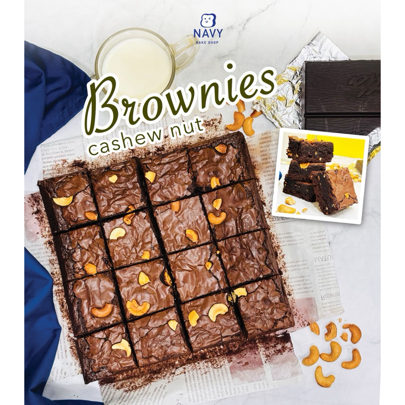 

Brownies Cashews Nut 20x20cm Brownies kacang mete