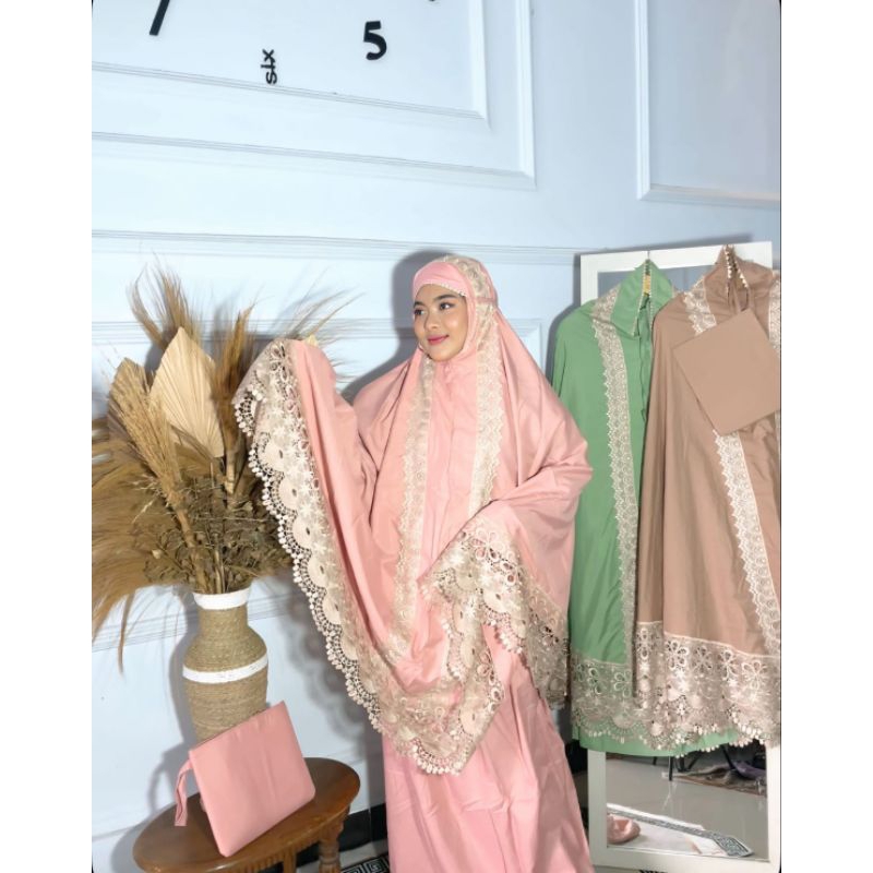Mukena Dewasa Micro renda,mukena renda full,mukena virall,mukena elegant,mukena fyp,mukena kekinian,