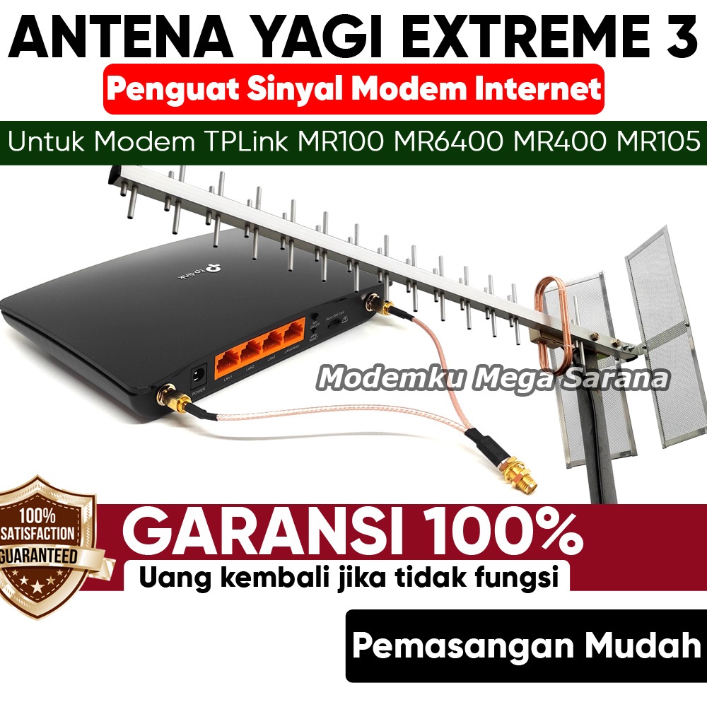 Antena Modem Yagi Extreme 3 Penguat Sinyal TPLink MR100 MR6400 MR105 MR400 Tenda 4G03 Orbit PRO H1