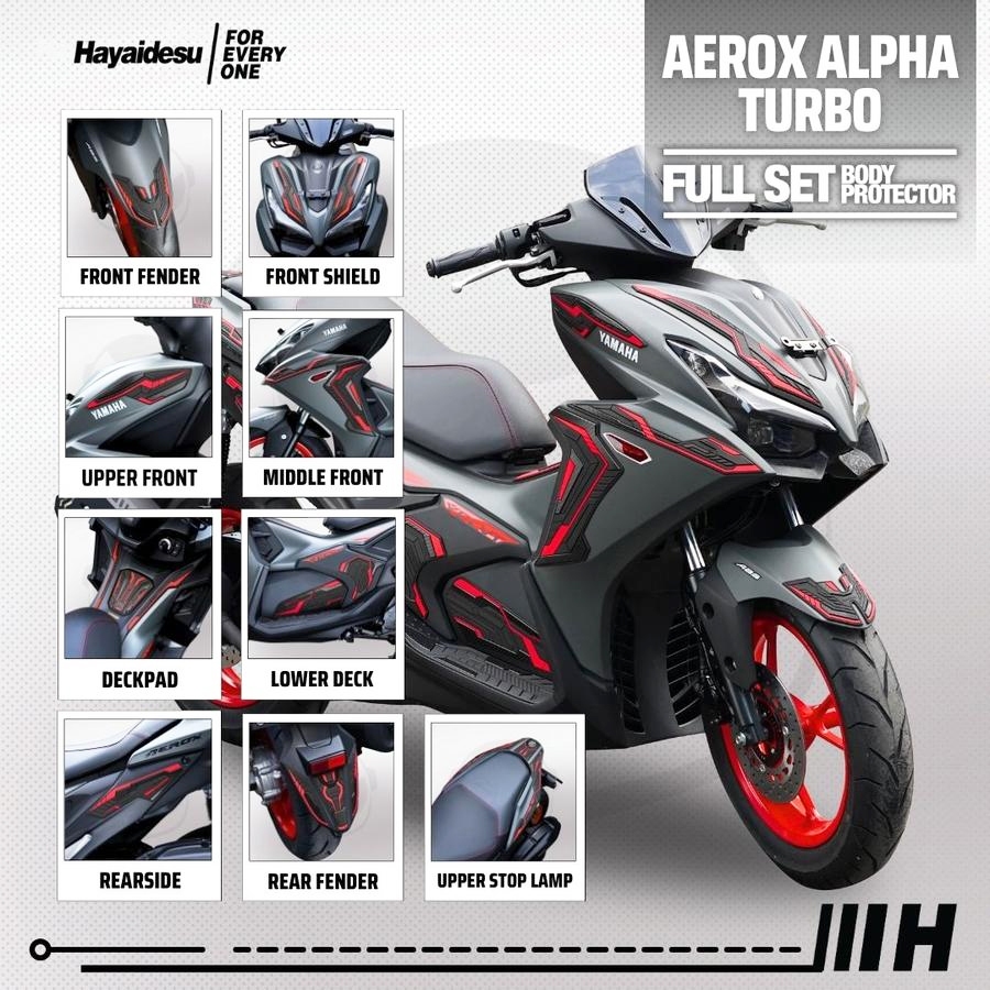 FULL SET Yamaha AEROX ALPHA 2025 (Standard/Cyber City/Turbo) Aksesoris Variasi Motor Bahan Karet 3D