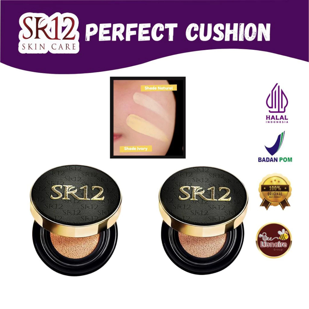 Perfect Cushion SR12 Bedak Basah Waterproof Full Coverage Glowing Tahan Lama