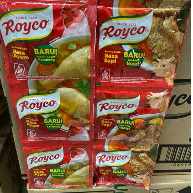 

Royco ayam atau sapi 18g kemasan 1 renceng isi 12pcs