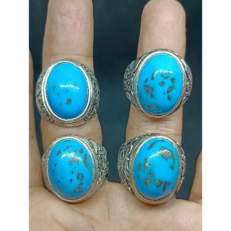 Cincin Batu Badar Besi Biru , Natural Nempel Magnet