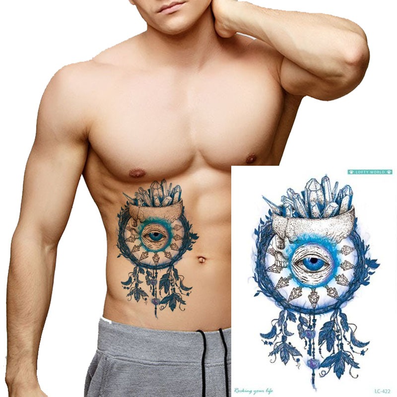 ZARIL Tato Temporer LC-422 MATA BIRU | size 21x15cm TATO STIKER INSTAN tahan 2-4 hari