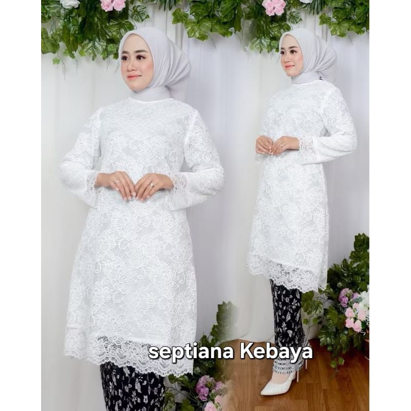 setelan kebaya tunik brokat jumbo / baju kebaya brokat kurung / kebaya melayu