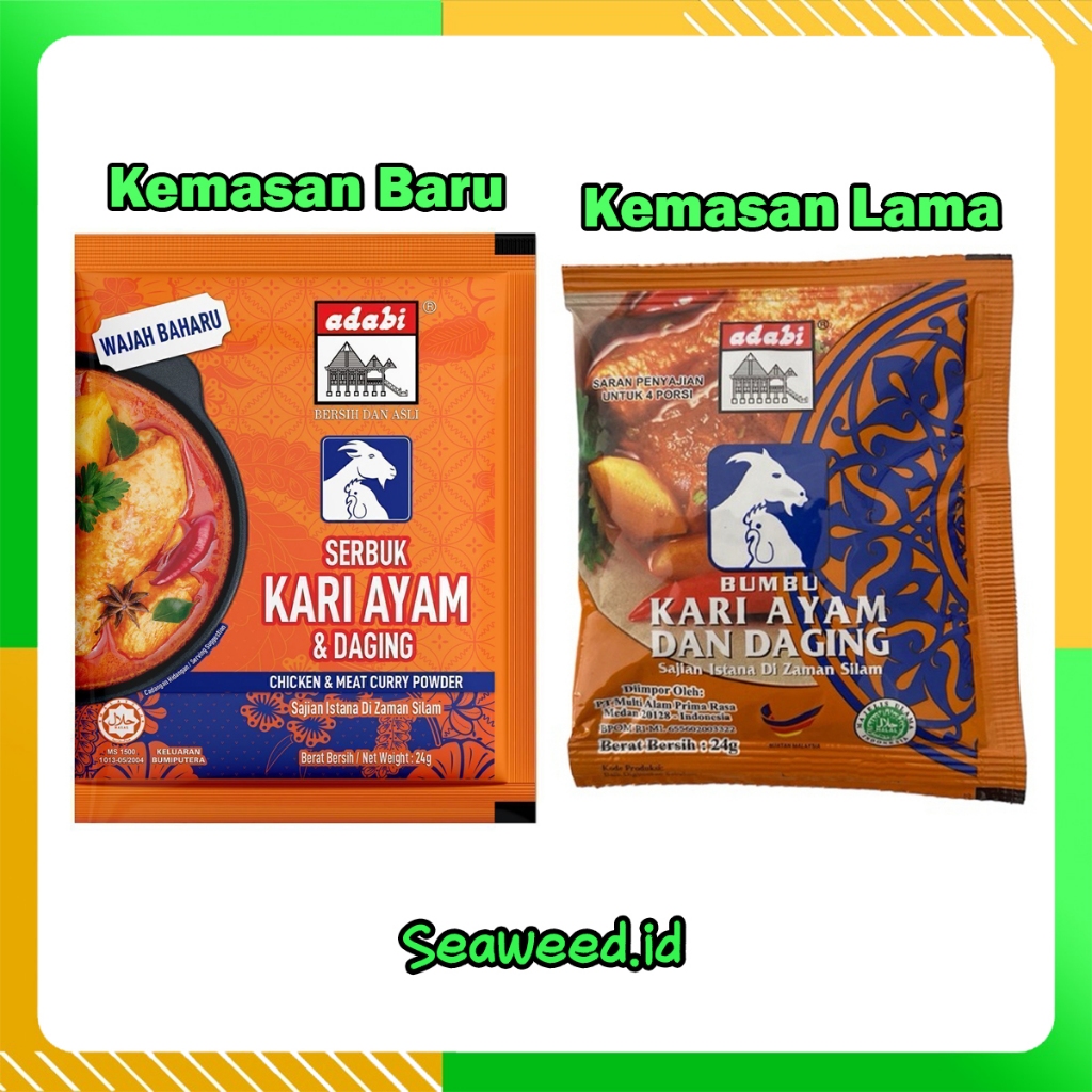 SACHET - Bumbu Kari Ayam dan Daging Adabi 24 Gram Halal Bumbu Adabi Makanan Kare Kari Instan