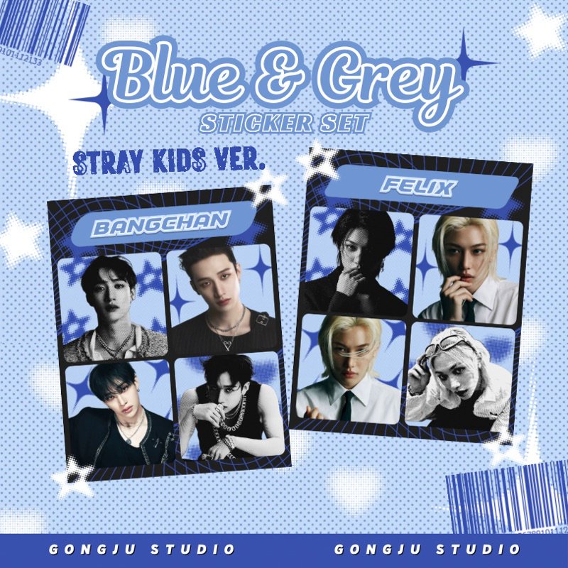GONGJU STUDIO | STRAY KIDS SKZ BLUE AND GREY STICKERS STICKER SET