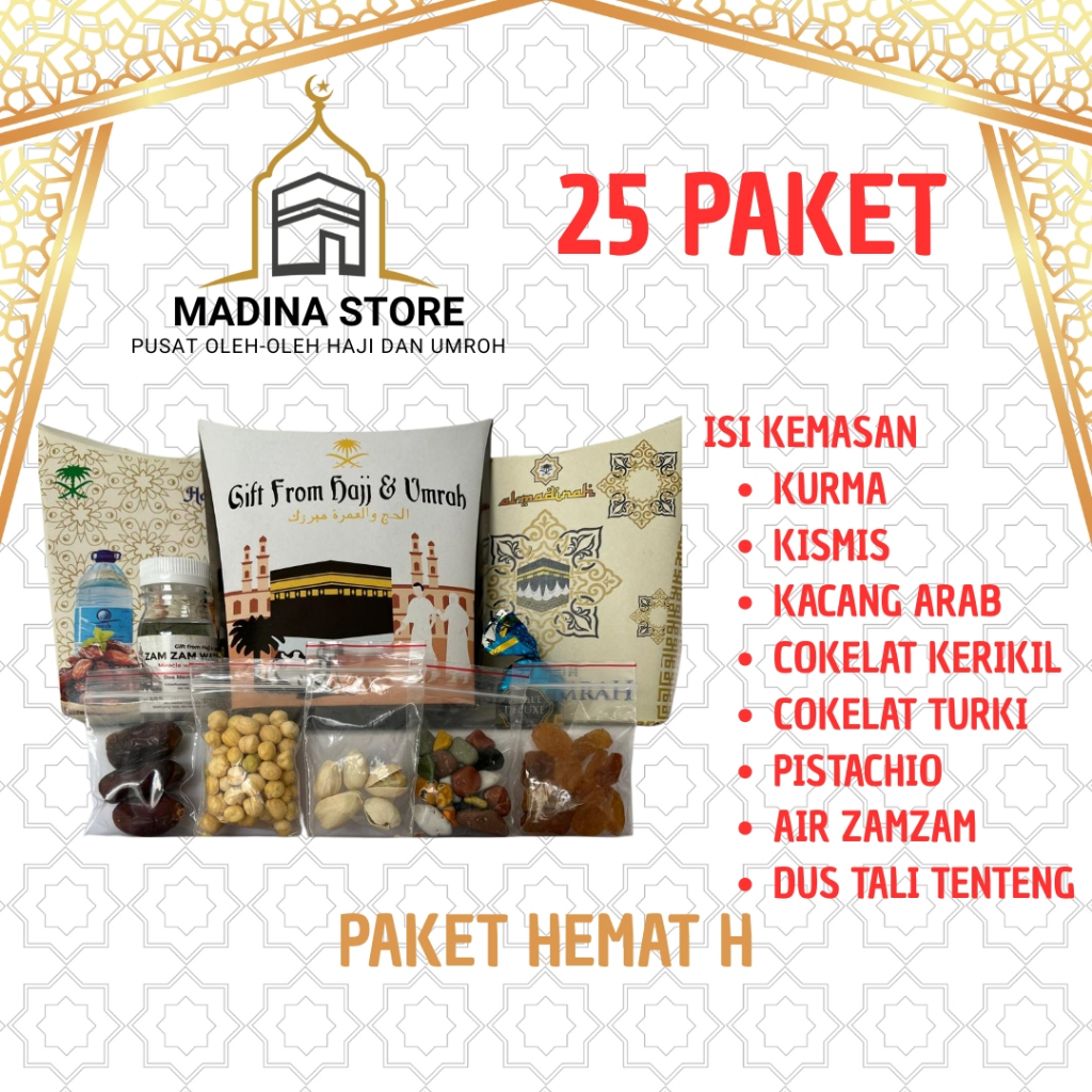 

Paket Hemat 25pcs Oleh-oleh Haji dan Umroh Paket H isi Air Zamzam