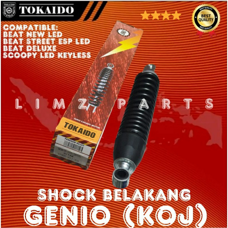 SHOCK SOK SEKOK BELAKANG STD GENIO (KOJ) 2019, 325mm PEREDAM KEJUT. COMPATIBLE: BEAT NEW LED, BEAT D