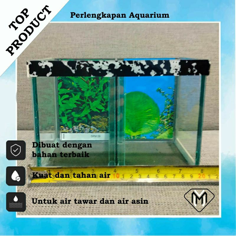 Pureblies_ Aquarium Minimalis Cupang Sekat 2 / Aquarium Kaca 2 Kamar / Aquarium Ikan Kecil Motif