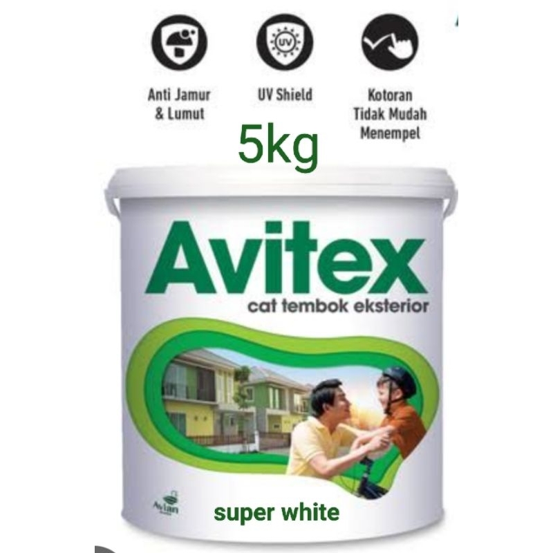 Cat avitex eksterior 5kg super white,cat tembok Avitex eksterior super white 5kg