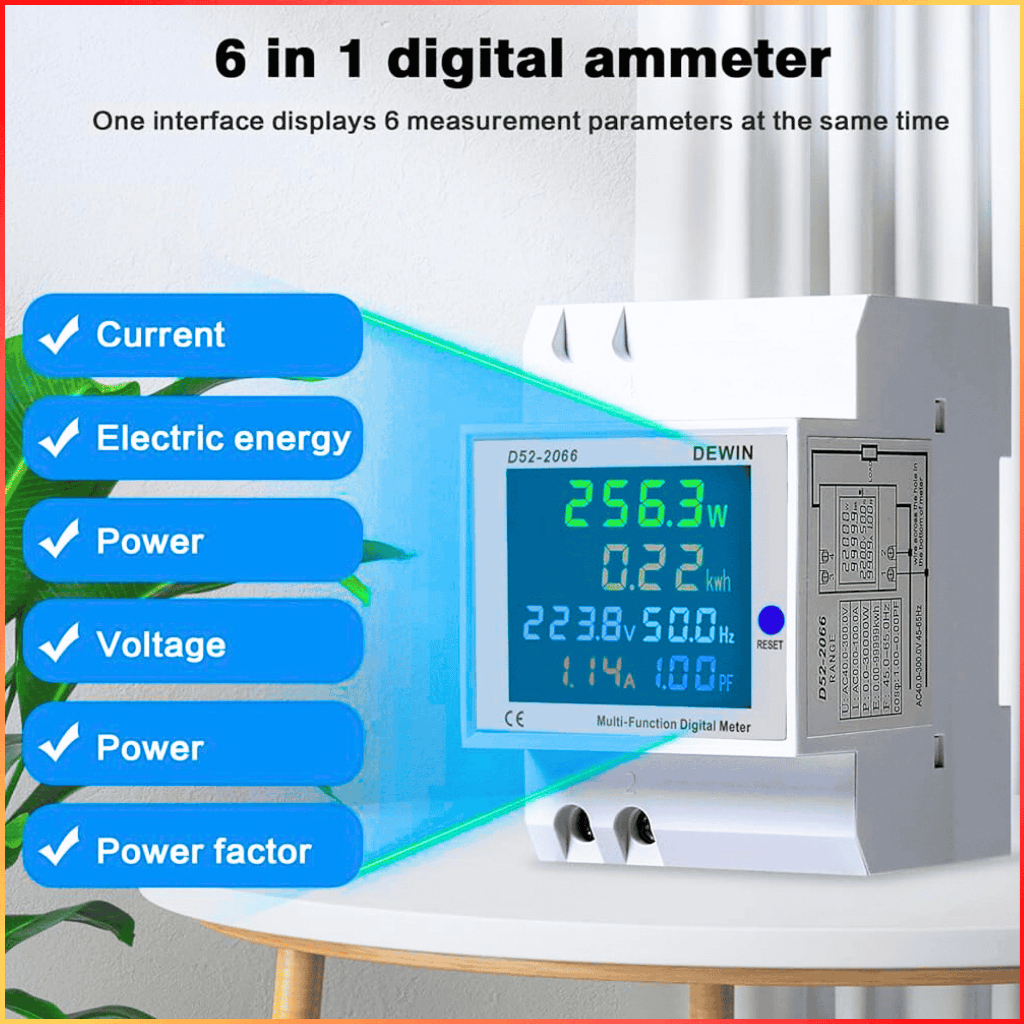 NEW COD Meteran Listrik Digital Alat Ukur kwh Meter 1 Phase 900 Watt Display Din Rail 300V D52-2066