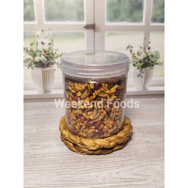 

Kering tempe kacang teri pedas manis gurih non msg toples 600ml