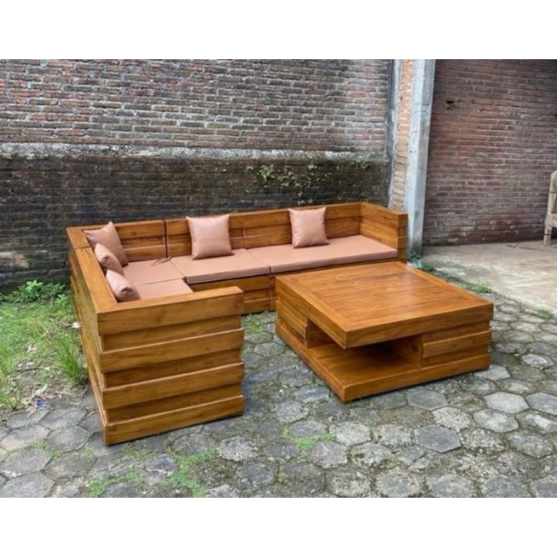 kursi sudut model box dengan busa bantalan