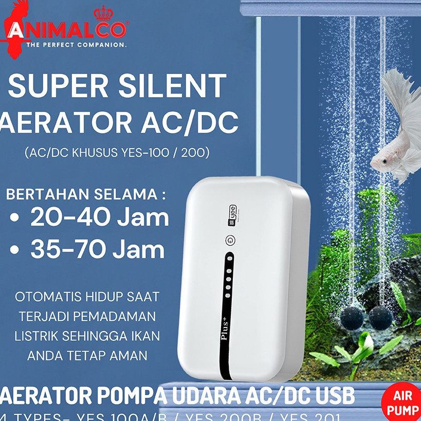 Aquarium Silent Aerator Air Pump Ac Dc Usb Pompa Gelembung Udara Oksigen Airator Baterai Cas