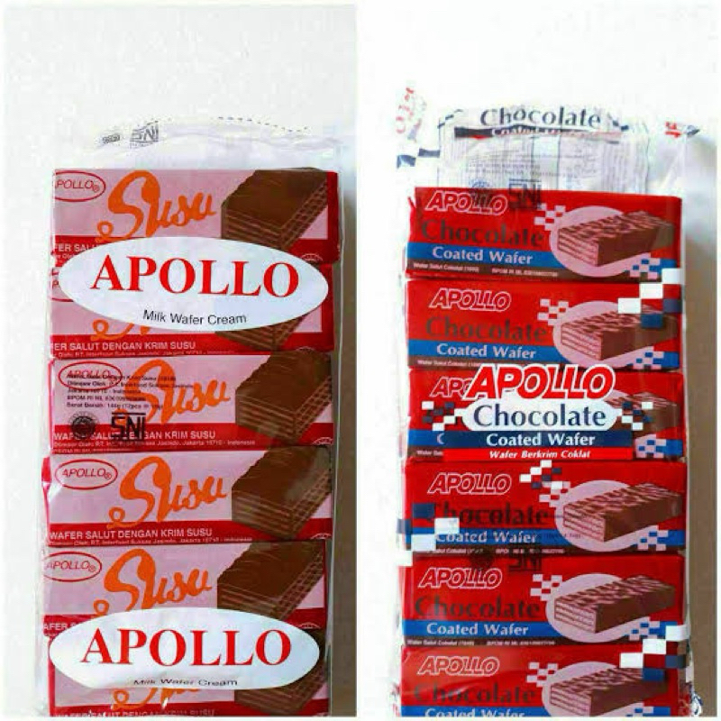 

Apollo Wafer krim susu dan coklat isi 12 per bungkus