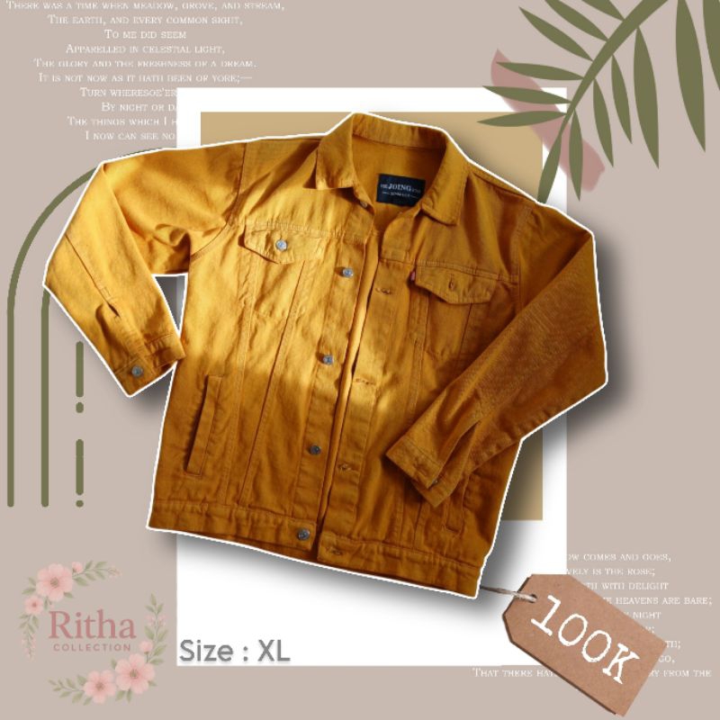 Jaket Jeans Pria Mustard XL | Jaket Denim Cowok Kekinian | Preloved 98%