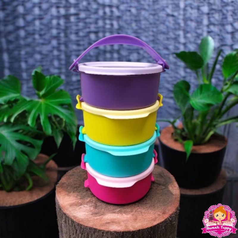 Wadah Tempat Makanan Sayur Rantang Susun 4 Fun Small Click To Go Round Tupperware Tuppy Murah