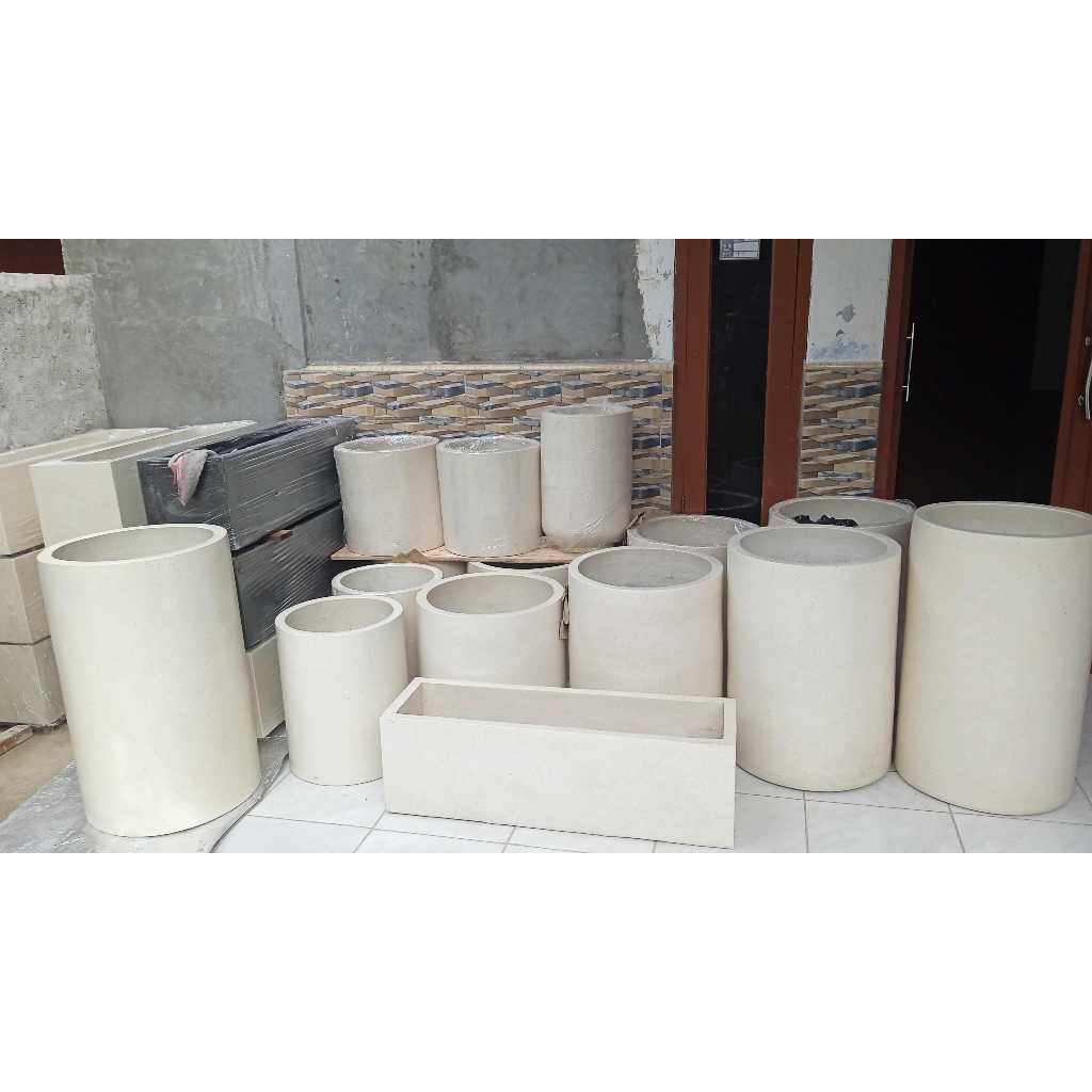 Pot teraso marmer  Tipe silinder / Tabung
