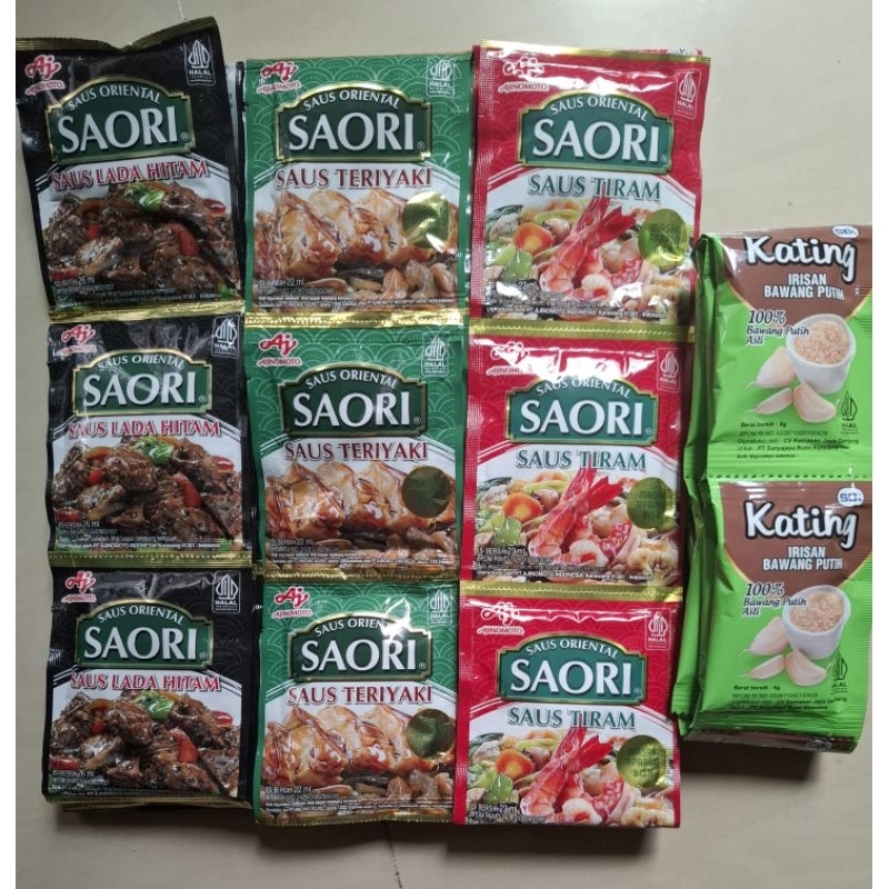 

SAORI LADA HITAM +SAORI TERIYAKI +SAORI TIRAM +BAWANG PUTIH CATING / KATING