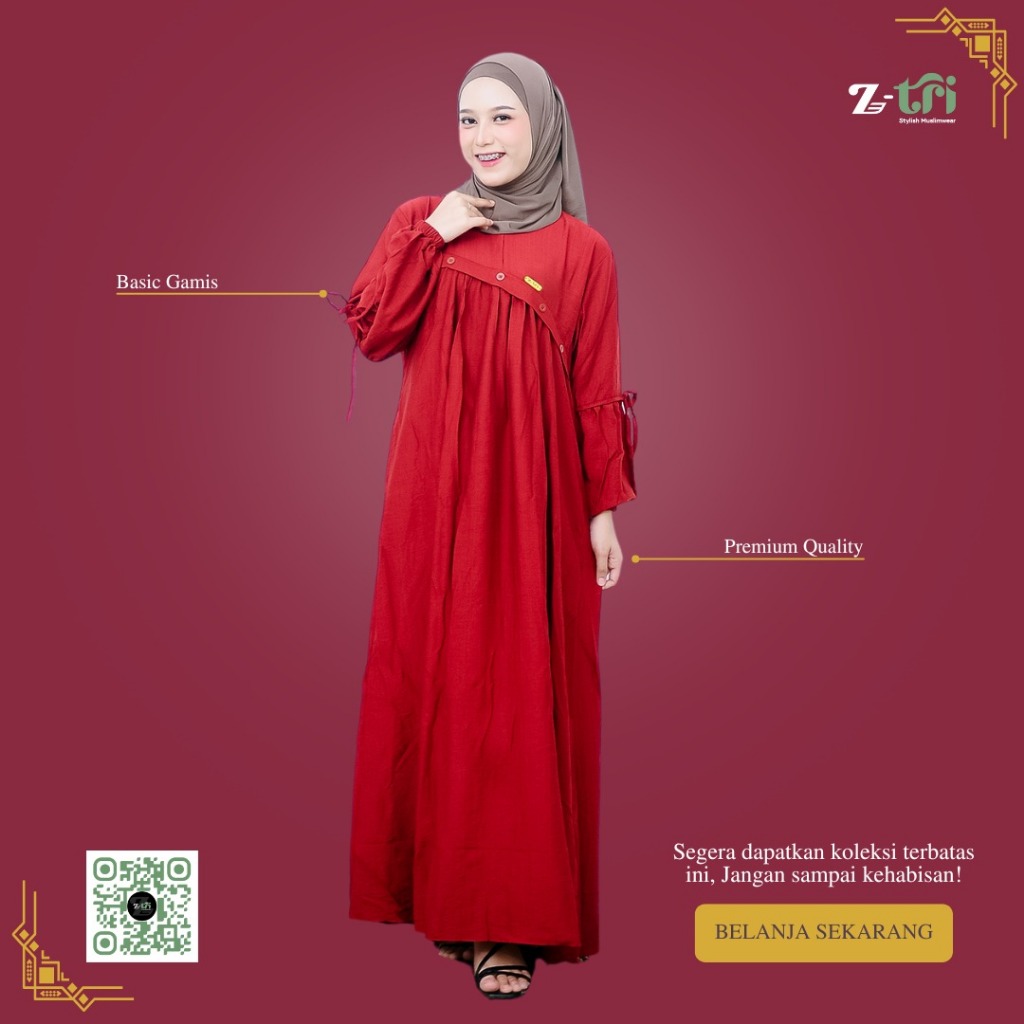 Dress Wanita Polos Cantik Lengan Balon – Look cantik kekinian - Gamis Adem dan Nyaman Dipakai