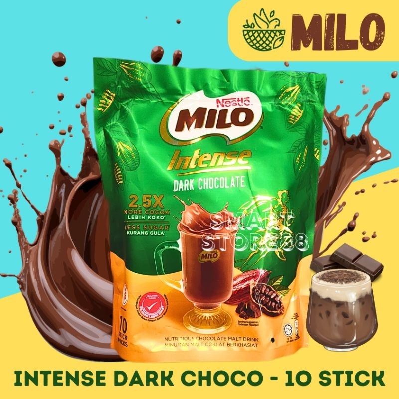 

MILO INTENSE DARK CHOCOLATE LESS SUGAR COCOA MORE RENDAH GULA COKLAT LEBIH BANYAK