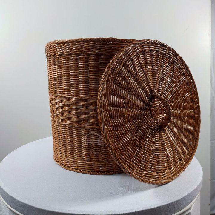 Keranjang Baju Kotor / Tempat Cucian Kotor Rotan / Laundry Ukuran 35cm