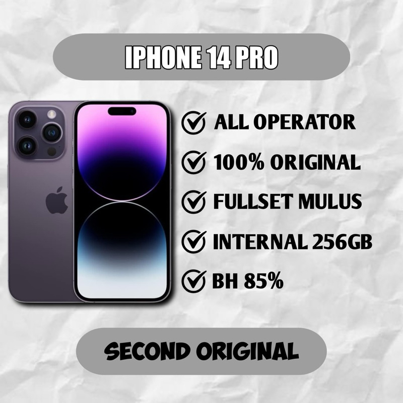 ( SECOND ) IPhone 14 Pro 256GB - Deep Purple | INTER REGIST | Original Apple