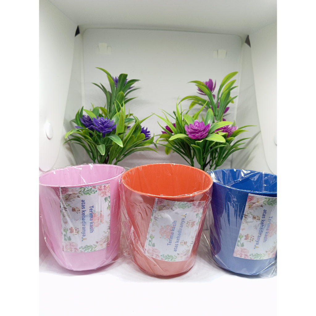 Souvenir Pernikahan gelas plastik isi 50 pcs + kartu ucapan