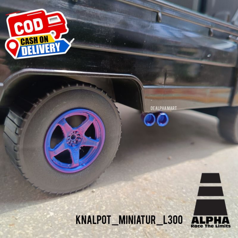 KNALPOT DOUBLE TIP L300 TELOLET AKSESORIS MINIATUR PICKUP