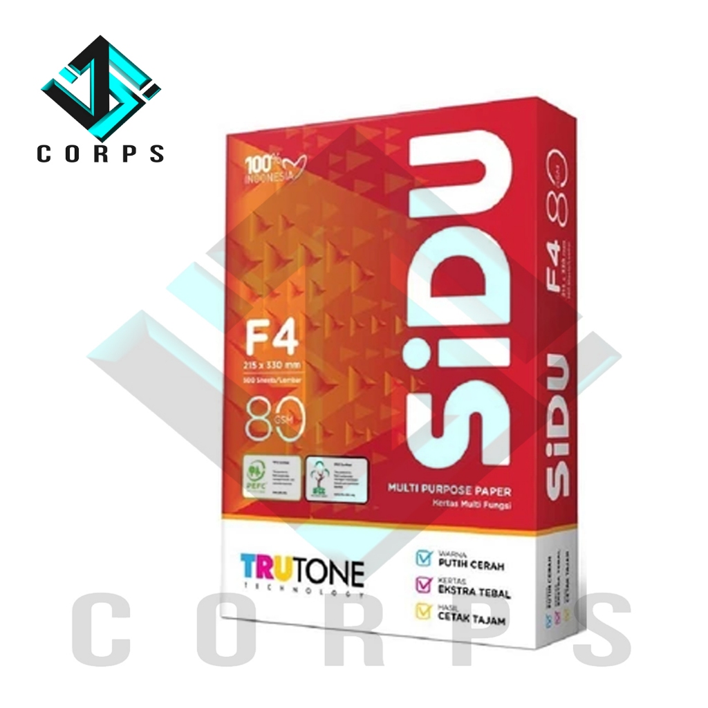 

Kertas HVS SIDU 80 GRAM UKURAN F4 / KERTAS HVS A4 80 GSM