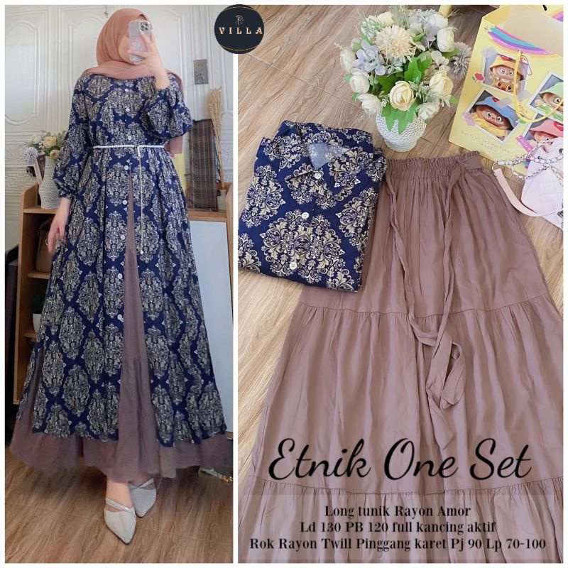 ETNIK ONESET YUMNA SET ROK FLOWER ONESET ADEERA ONESET BY VILLA SET INNER CARDI RAJUT SET ROK LONG T