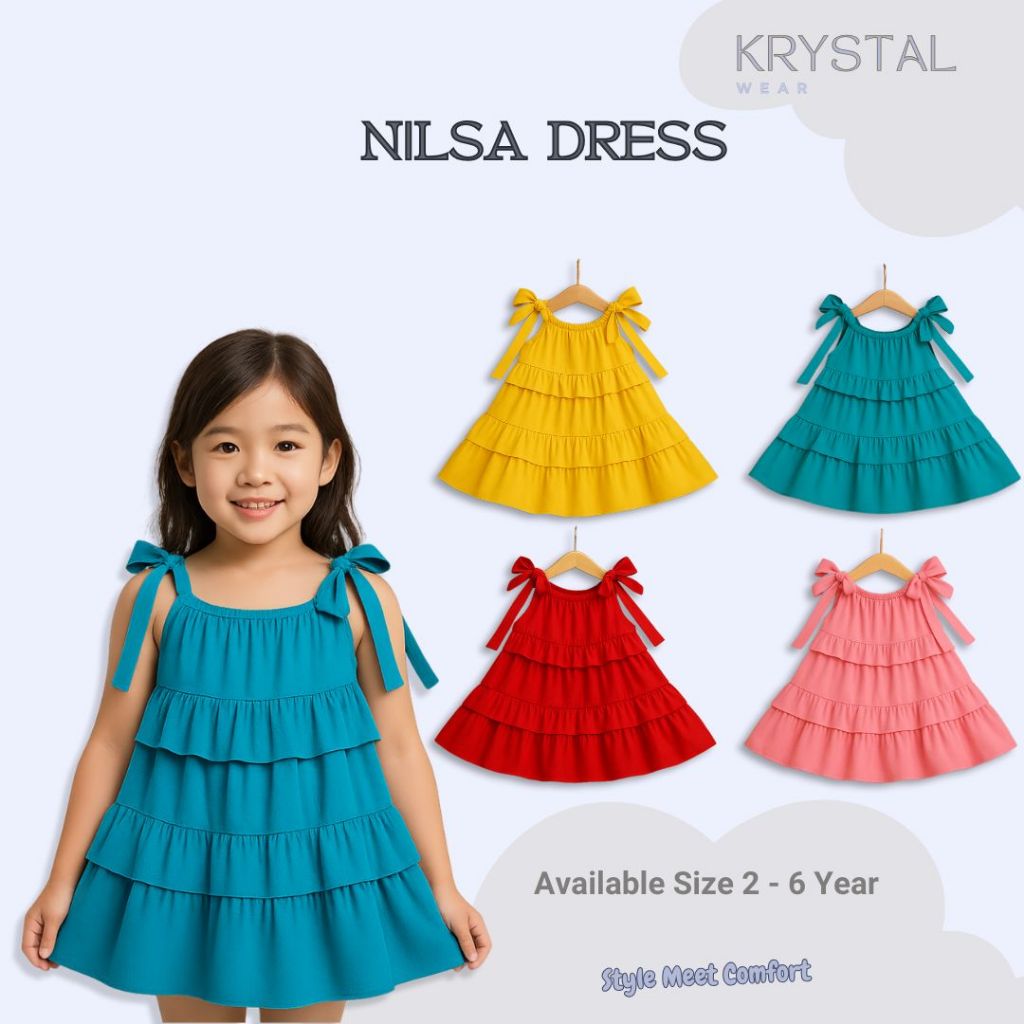 Krystal - Nilsa Dress Anak Perempuan - Baju Anak - Katun - 2-6 Tahun