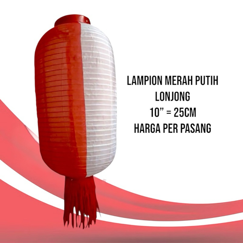 Lampion Merah Putih Lonjong Kain / Lampion 17 Agustus Kain