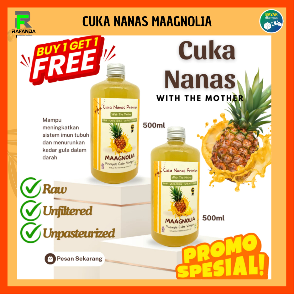 

Paket 2 botol Cuka Nanas Maagnolia Premium With The Mother 500ml