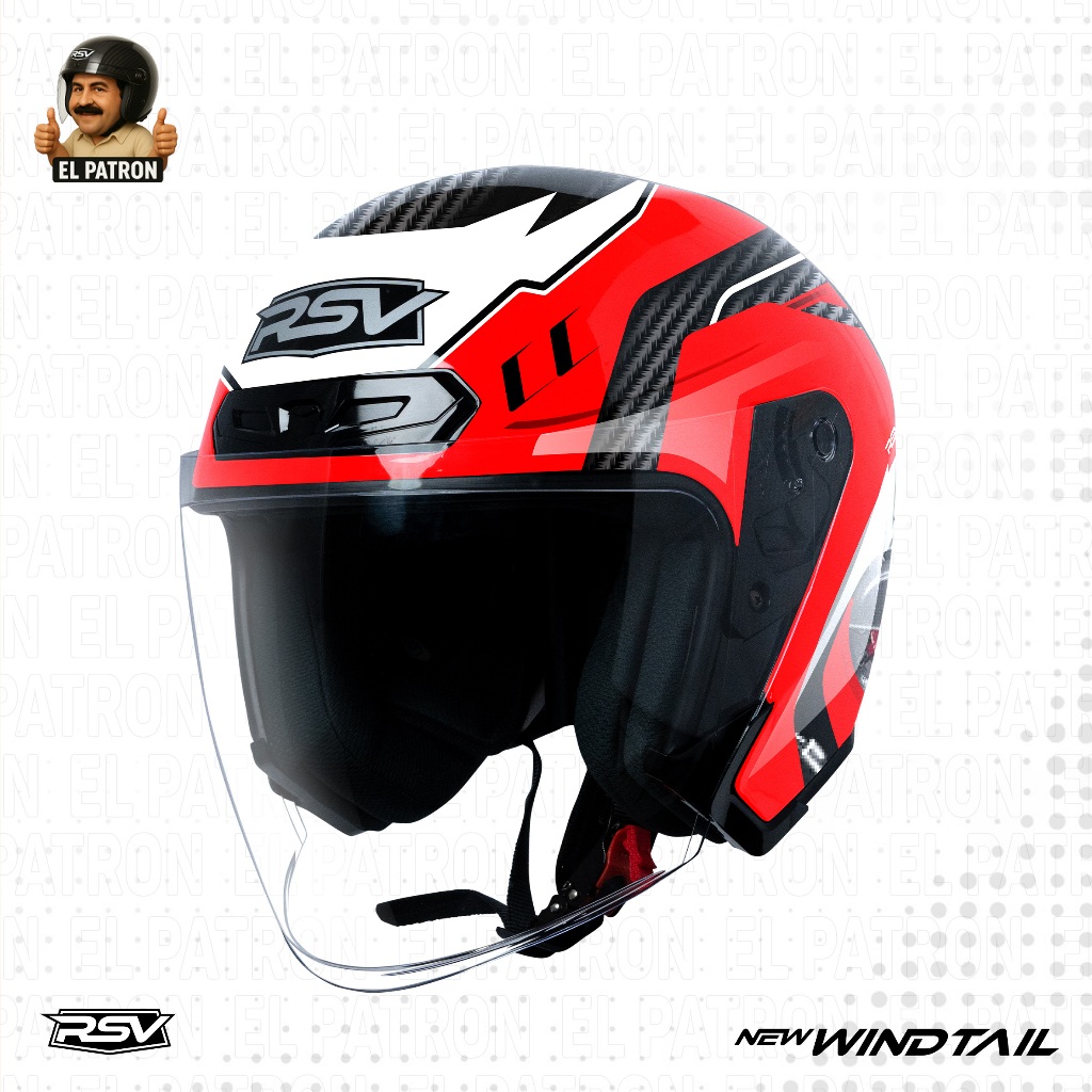Helm RSV Windtail MACHINE v3 Glossy  - 100%ORIGINAL Half Face Pria Wanita SNI DOT ECE Ringan Nyaman