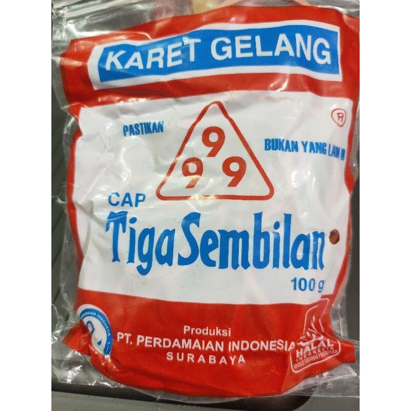 

karet gelang tiga sembilan 100gr...karetnya kuat, tidak mudah putus
