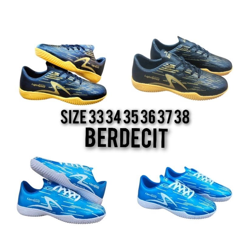 BERDECIT SEPATU FUTSAL HITAM ANAK SIZE 33 SAMPAI 38 SEPATU OLAHRAGA COWOK CEWEK
