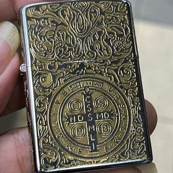 Cod zippo usa ori silver ukir constantine best quality korek terbaik