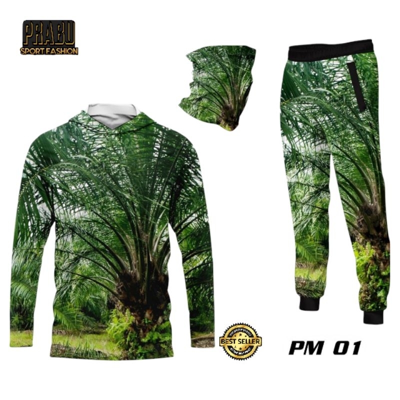 BAJU HUNTING CAMO MOTIF SAWIT / JERSEY BERBURU TANGAN PANJANG / BAJU HOODIE SAWIT