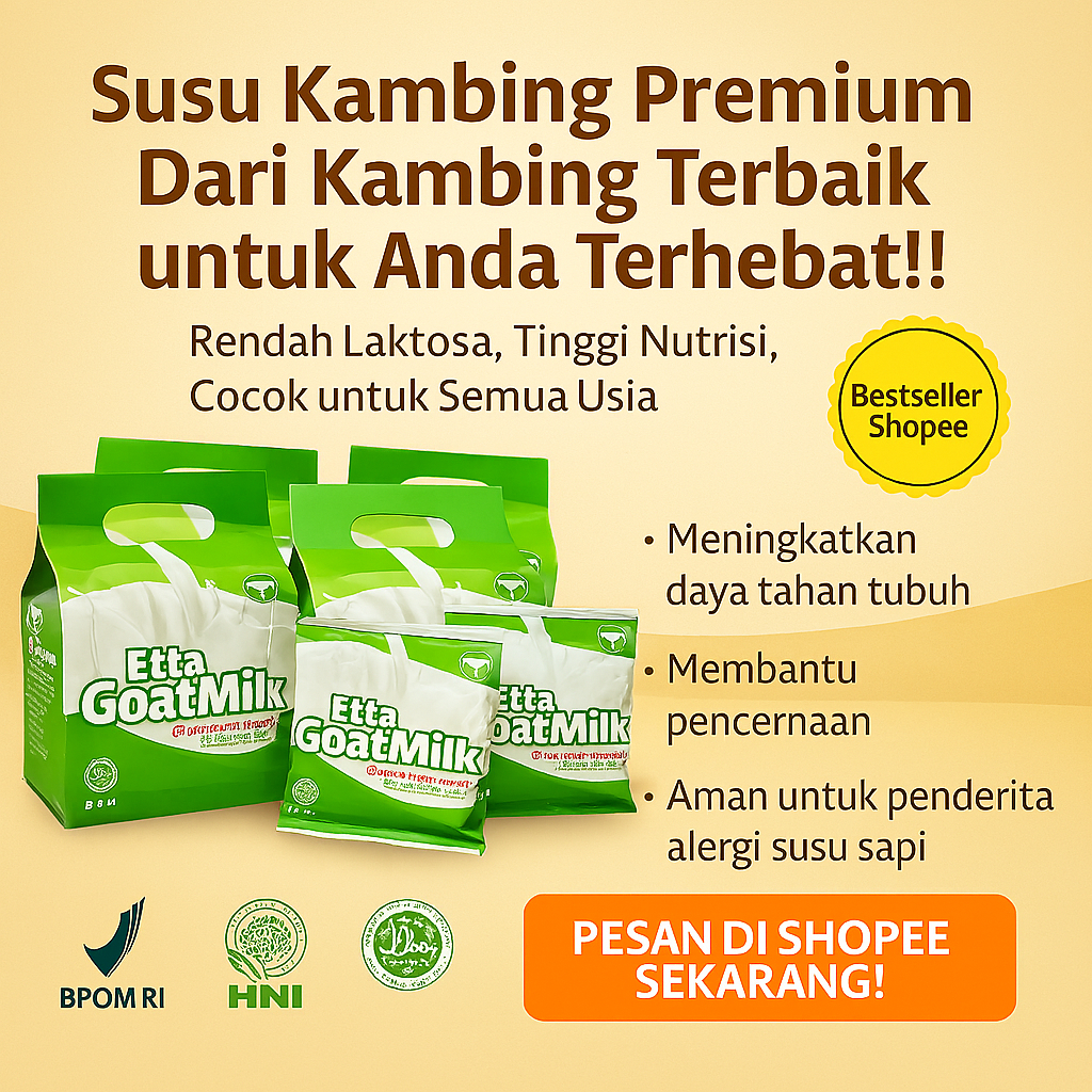 

ETTA GOAT MILK EGM HNI HPAI isi 10sachet Susu Kambing Ettawa