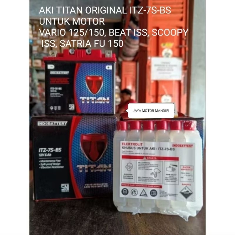AKI KERING INDOBATTERY TITAN ORIGINAL ITZ-7S-BS 12V 6ah VARIO 125/150 BEAT ISS SCOOPY ISS SATRIA FU 