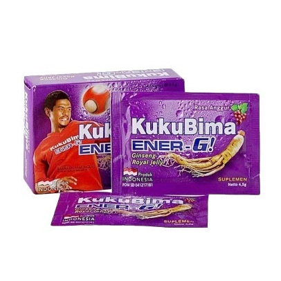 

Kuku Bima Ener-G Rasa Anggur Warna Ungu 1 Box Kotak Isi 6 Sachet Minuman Instat