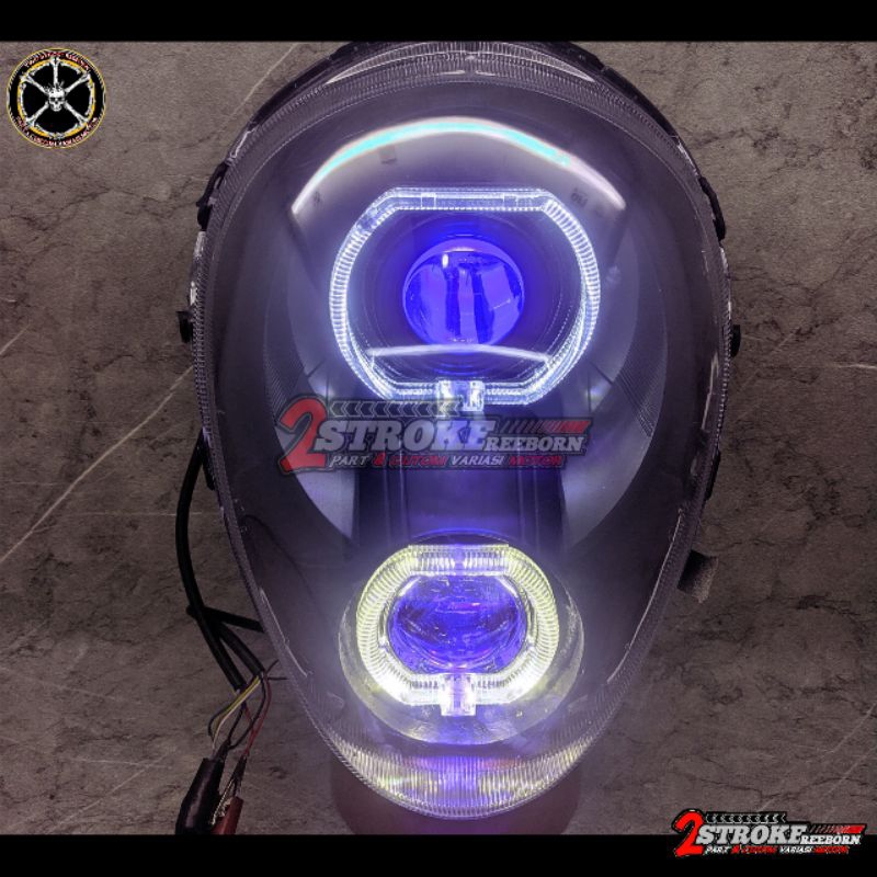 Lampu depan scoopy karbu scoopy lama isi lampu duoble ala biled custom lampu depan scoopy lama duobl