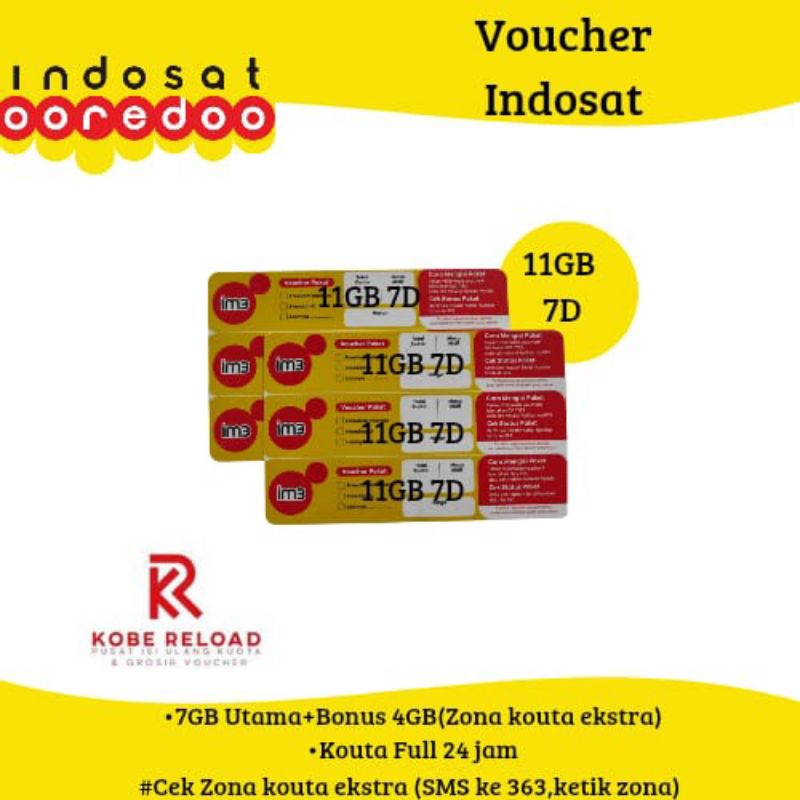 Indosat Voucher 7hr 9GB (13GB) (+100mnt Telp IM3 & Tri)