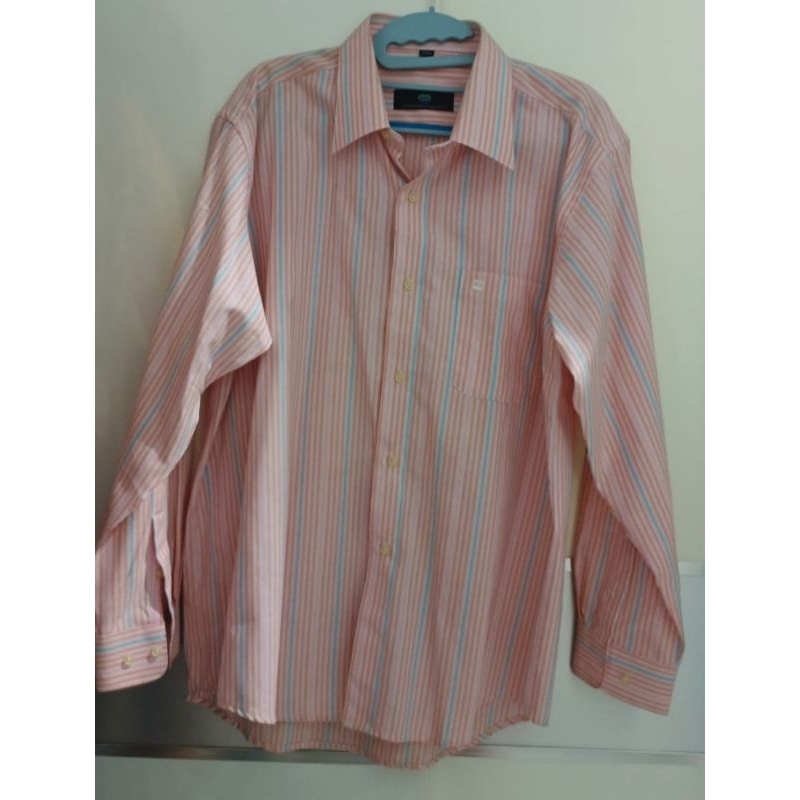 Kemeja Pria Pink garis garis Tangan Panjang Murah